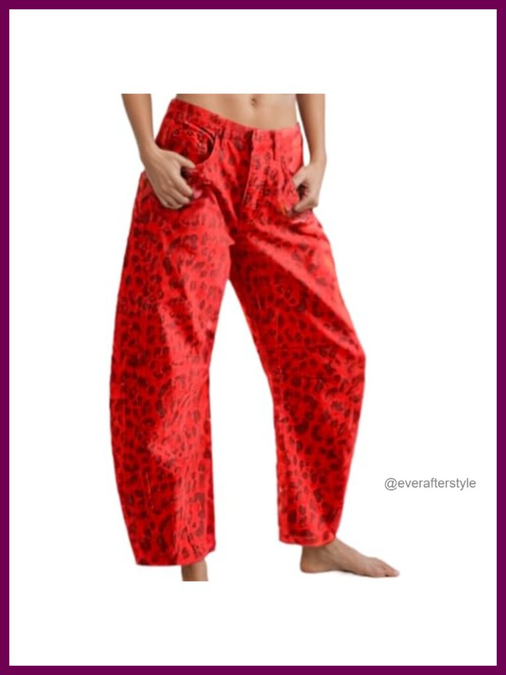 Cheetah Barrel Jeans Mid Rise Baggy Boyfriend Wide Leg Ankle Cotton